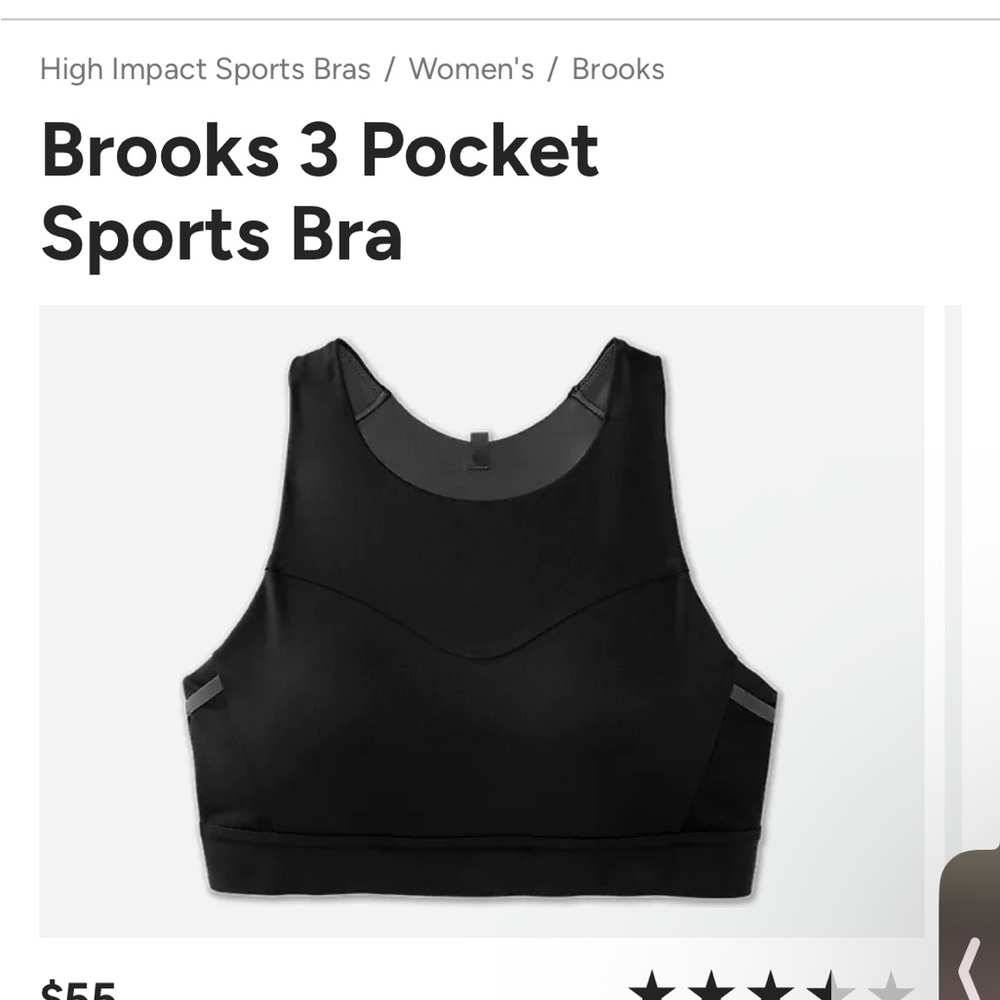 Brooks  3 Pocket Sports Bra NWT